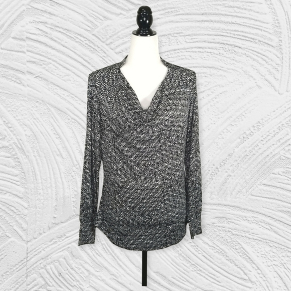 Tribal Tops - Vintage Tribal Women's Top Size M Long Sleeve Cowl Neck All Over Print